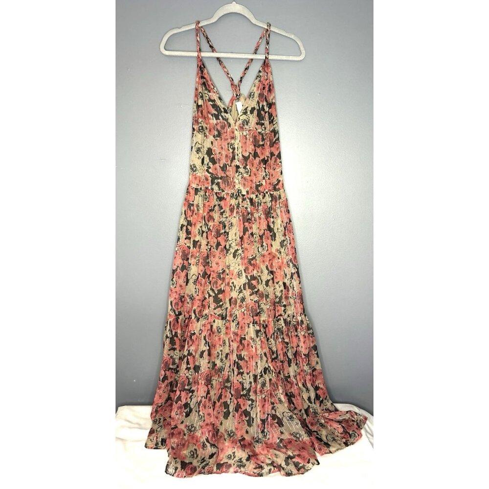 ASTR the Label Eartha Floral Tiered Maxi Dress M Multicolor Taupe Pink Beautiful - Picture 5 of 16